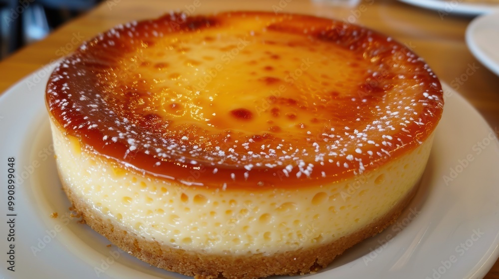 Creamy Brulee Dessert on White Plate Creamy Brulee Dessert on White Plate