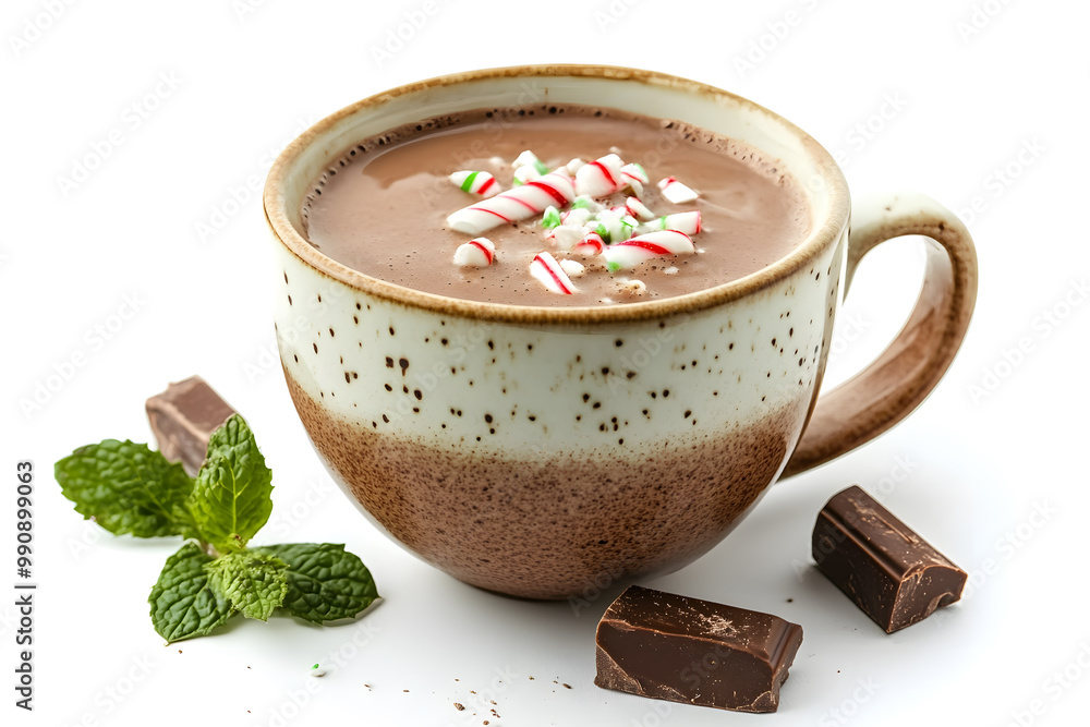 Delicious Cup of Hot Chocolate with marshmallow Isolated on a White Background Delicious Cup of Hot Chocolate with marshmallow Isolated on a White Background