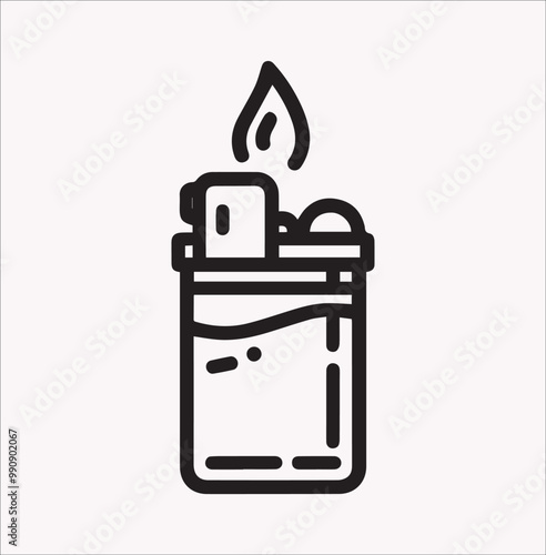 Fire lighter line Vector silhouette illustration icon on a white background