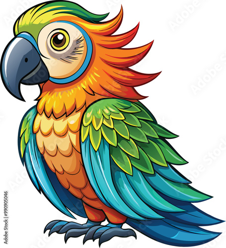 Parrot mascot vector sticker design