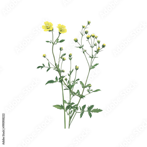 Yellow Wildflowers with Green Stems