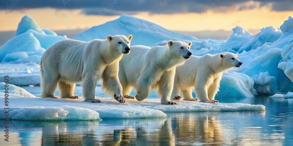Alaskan tundras provide a breathtaking backdrop for polar bears, their powerful strides traversing frozen terrain with Alaskan tundras provide a breathtaking backdrop for polar bears, their powerful strides traversing frozen terrain with