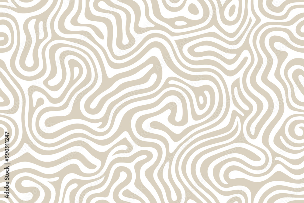 Fototapeta premium A minimalist abstract pattern featuring wavy lines in beige and white.