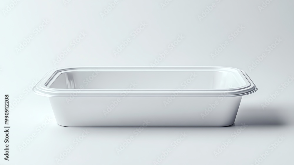 Empty white plastic food container on a white background. Empty white plastic food container on a white background.