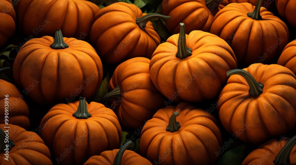 Bunch of orange mini pumpkins with stripes and dark spots. Neural network ai generated art Bunch of orange mini pumpkins with stripes and dark spots. Neural network ai generated art