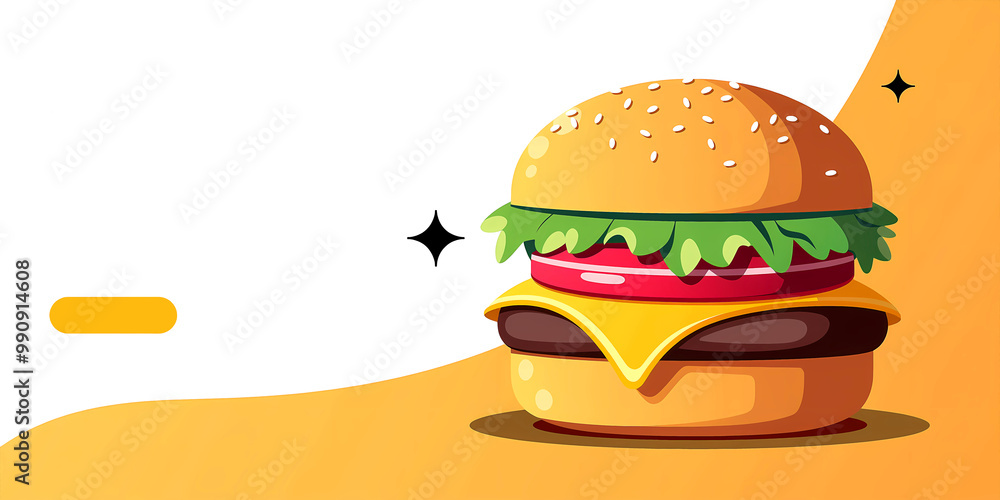Cheeseburger with a stylized artistic twist Cheeseburger with a stylized artistic twist