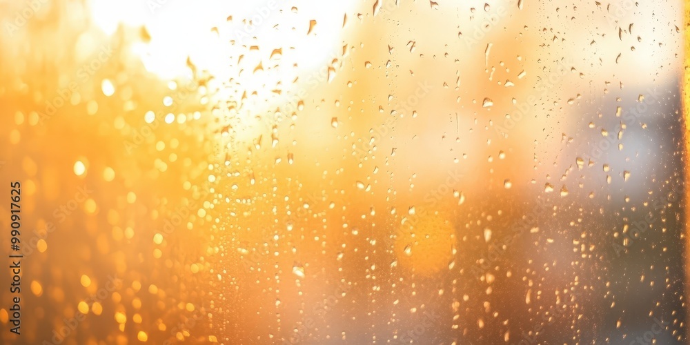 Golden Orange Abstract Background with Raindrops Golden Orange Abstract Background with Raindrops