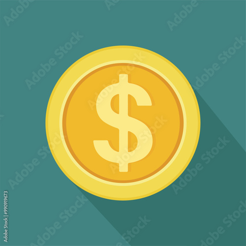 gold cent coin flat vector illustration