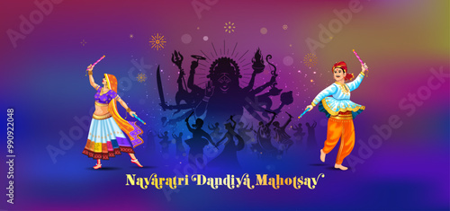 Garba dance or Dandiya night background during navratri festival.