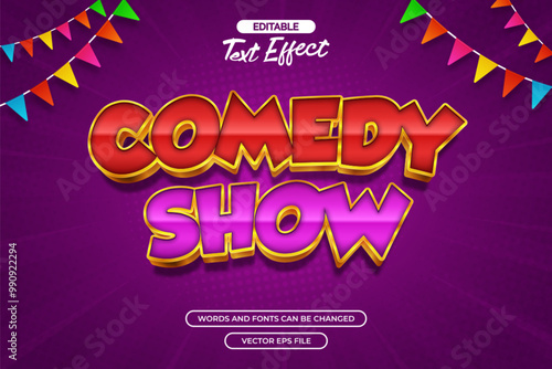 Comedy show editable text effect with purple background