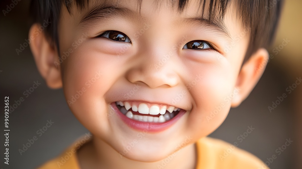 Close up photograph of a happy smiling 3 year old Chinese boy with rosy cheeks and sparkling eyes captured in soft natural light showcasing his innocent cheerful expression Close up photograph of a happy smiling 3 year old Chinese boy with rosy cheeks and sparkling eyes captured in soft natural light showcasing his innocent cheerful expression
