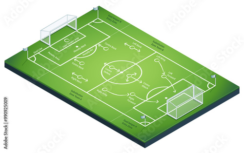 Football Soccer pitch Isometric vector illustration tactics