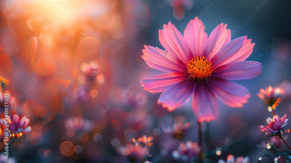 Pink Cosmos Flower in the Sunlight Pink Cosmos Flower in the Sunlight