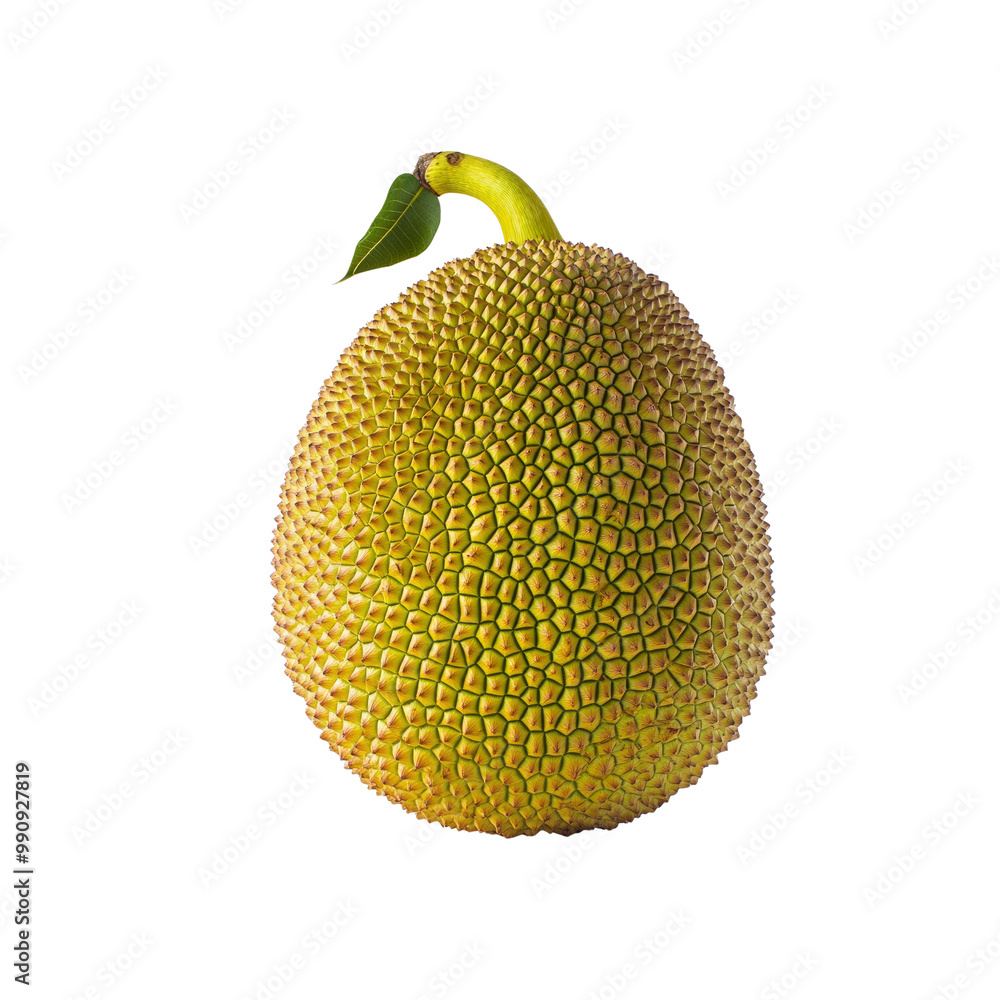 Closeup of a Single Whole Jackfruit on White Background Closeup of a Single Whole Jackfruit on White Background