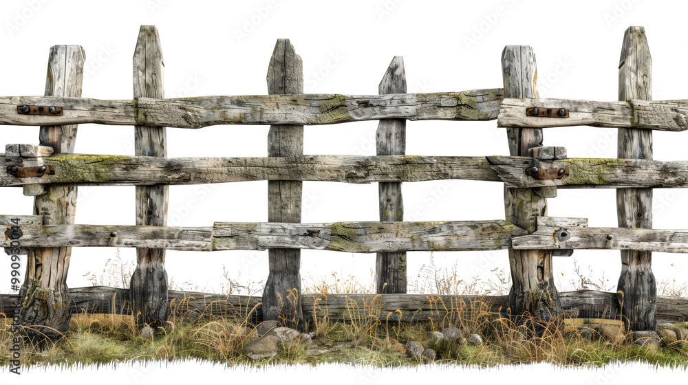 Rustic wooden fence isolated on transparent background. Rustic wooden fence isolated on transparent background.
