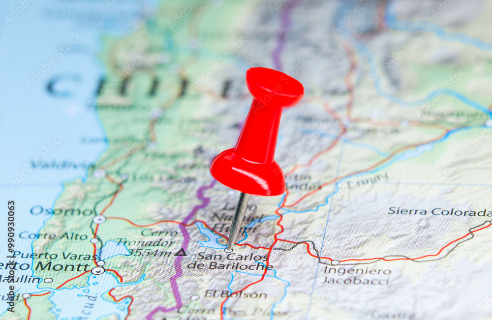 San Carlos de Bariloche, Argentina pin on map San Carlos de Bariloche, Argentina pin on map
