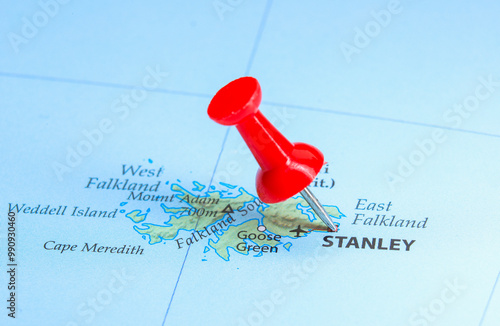 Stanley, East Falkland island pin on map