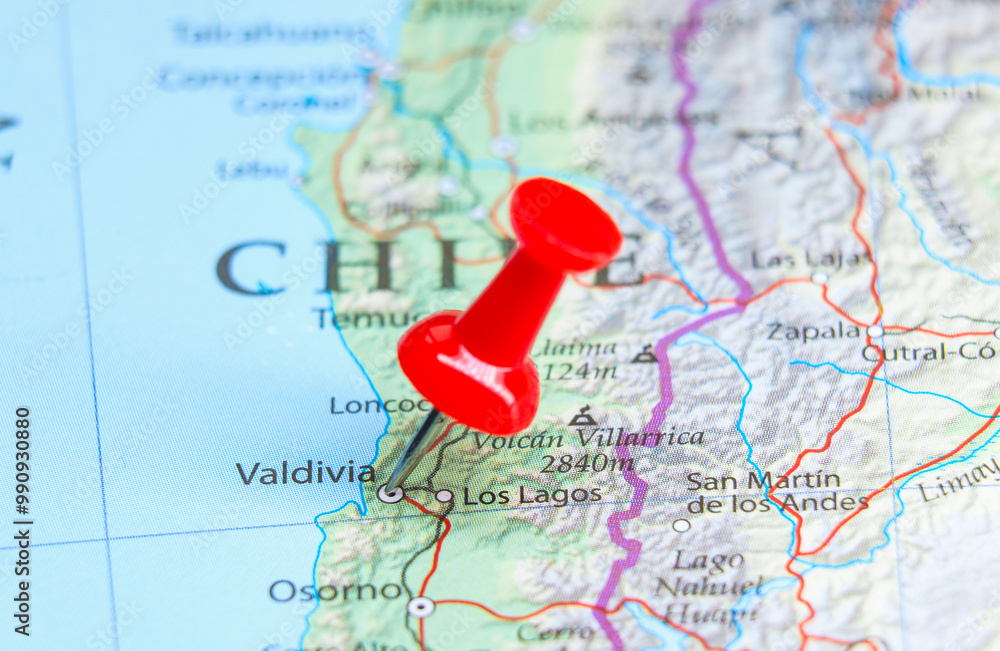 Valdivia, Chile pin on map Valdivia, Chile pin on map