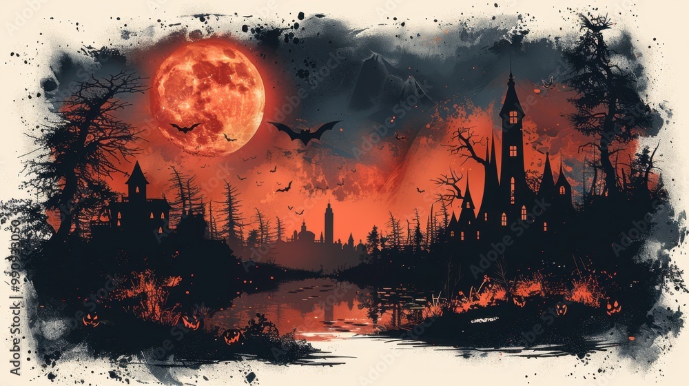 Design Pop Color silhouette illustrations of spooky Halloween Sakura in various activities ,with bold lines and simple design, placed on a white background Design Pop Color silhouette illustrations of spooky Halloween Sakura in various activities ,with bold lines and simple design, placed on a white background