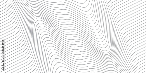 Abstract wavy background. Thin line on white.