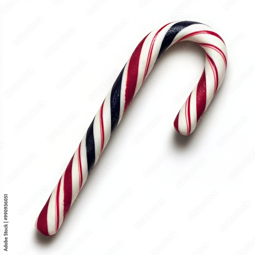 A colorful candy cane with red, white, and blue stripes, perfect for holiday decorations and festive treats. A colorful candy cane with red, white, and blue stripes, perfect for holiday decorations and festive treats.