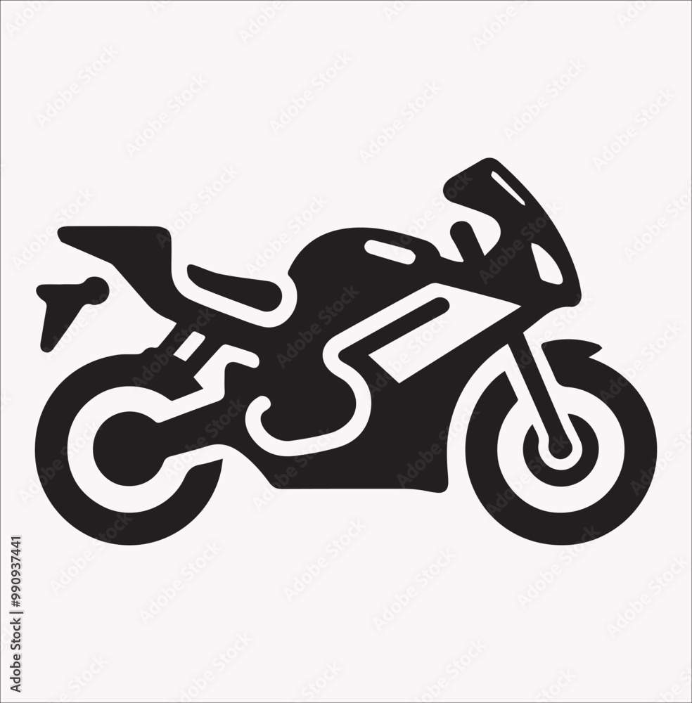Motorcycle icon vector silhouette on a white background Motorcycle icon vector silhouette on a white background
