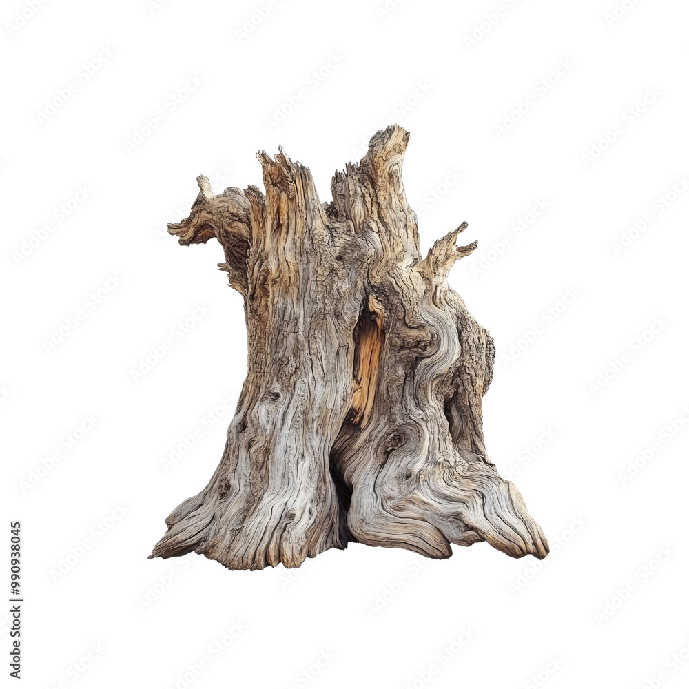 Weathered Tree Trunk with Intricate Grain Patterns Weathered Tree Trunk with Intricate Grain Patterns