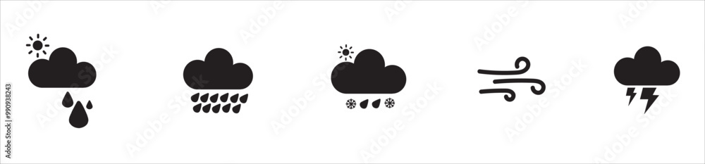 Weather icon set vector illustration. Weather conditions icons Weather icon set vector illustration. Weather conditions icons
