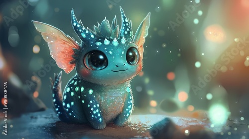 Whimsical Kawaii Fantasy Creature in Cartoonish Anime Style with Ray Tracing Technology