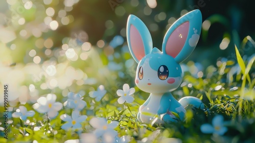 Marshmallow Fantasy: Adorable Kawaii Creature in Anime Style with Ray Tracing photo