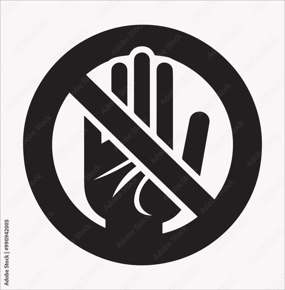 No entry hand red label vector silhouette on a white background No entry hand red label vector silhouette on a white background