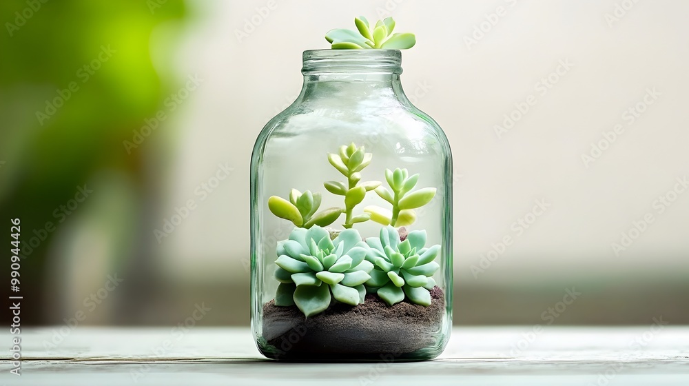 Repurposed Glass Bottle Terrarium with Thriving Succulents Minimalist Modern Design Repurposed Glass Bottle Terrarium with Thriving Succulents Minimalist Modern Design