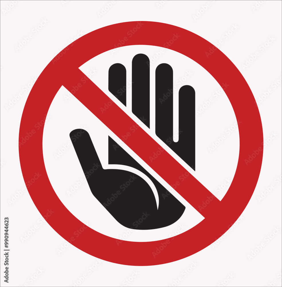 No entry hand red label vector silhouette on a white background No entry hand red label vector silhouette on a white background