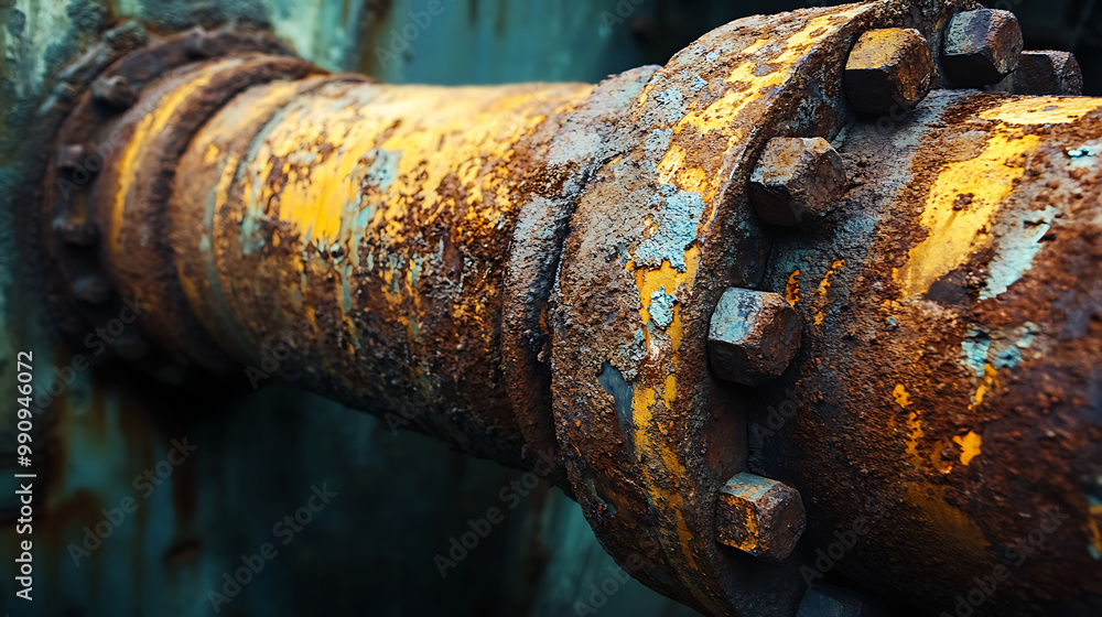 Corroded industrial pipe with heavy rust and worn, textured surface Corroded industrial pipe with heavy rust and worn, textured surface