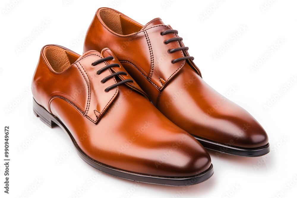 Men's classic brown leather shoes isolated on white background Men's classic brown leather shoes isolated on white background
