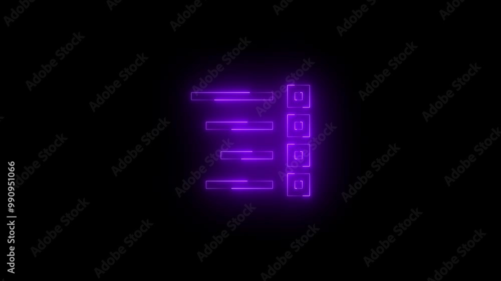 Neon all apps mirrored icon purple glowing black background animation Neon all apps mirrored icon purple glowing black background animation