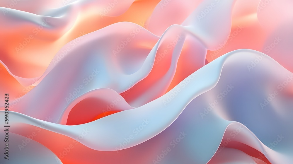 Obraz premium Soft gradient 2D abstract background with overlapping organic shapes, hyper-real, sharp images