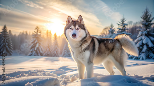 siberian husky on the snow