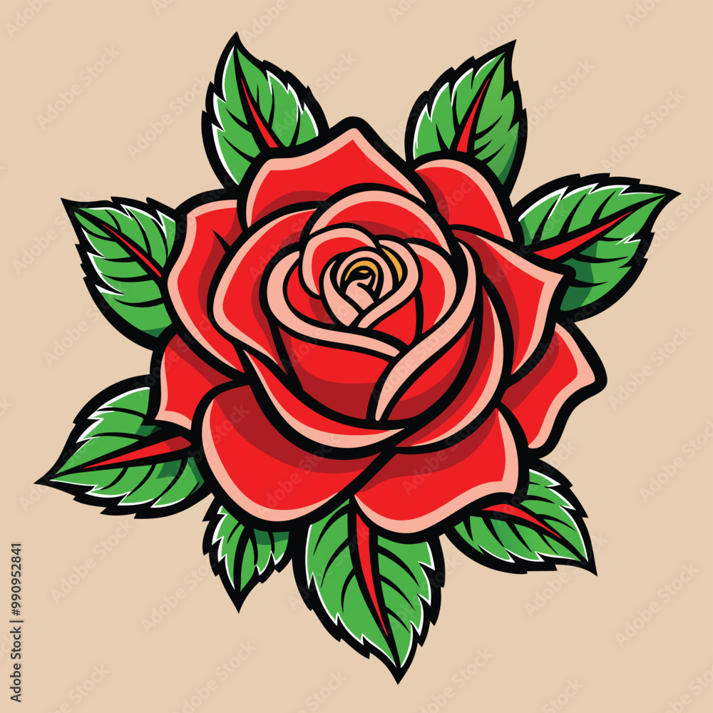 a drawing of red roses with green leaves and a white background. vector illustration a drawing of red roses with green leaves and a white background. vector illustration