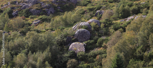 Round boulder seen from Lauvnesfjell, Norway. photo