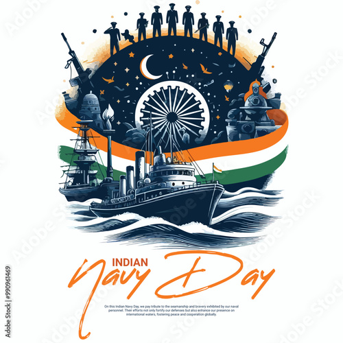 Indian navy day social media post banner template