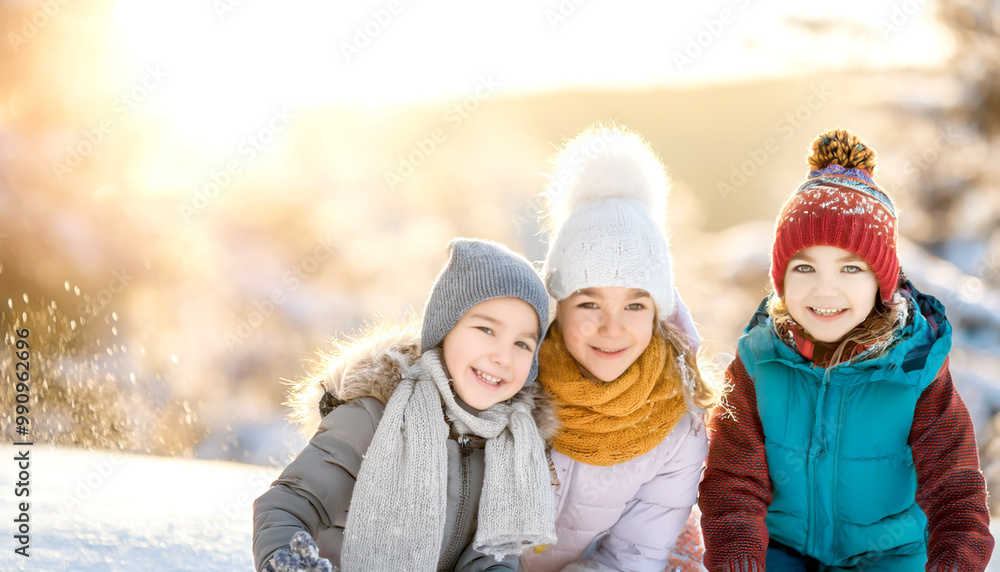 Fototapeta premium Kinder spielen im Schnee 