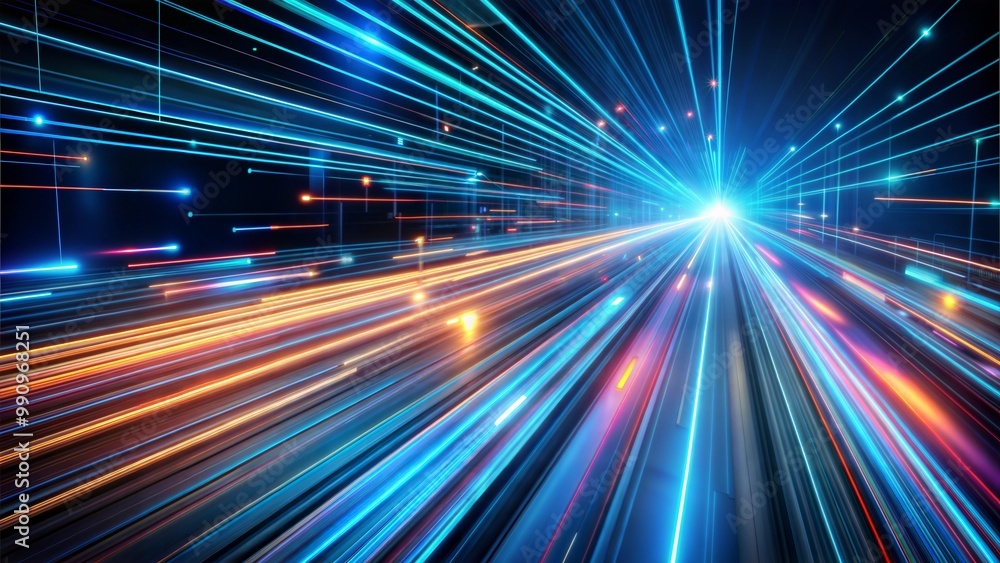 Futuristic light speed burst with blue and orange streaks, abstract energy explosion Futuristic light speed burst with blue and orange streaks, abstract energy explosion