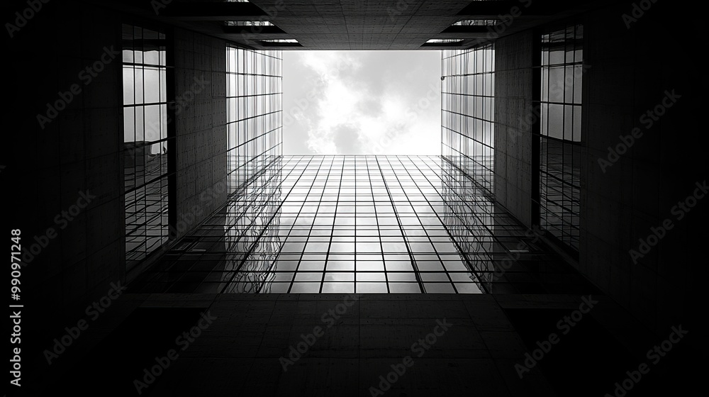 A black and white abstract image of a technological metal grid structure highlights the interplay of architecture and technology. A black and white abstract image of a technological metal grid structure highlights the interplay of architecture and technology.