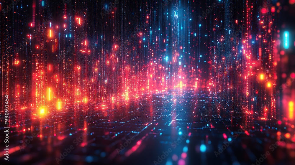 A broad depiction of digital data technology, illustrating the flow and storage of information in a modern context. A broad depiction of digital data technology, illustrating the flow and storage of information in a modern context.