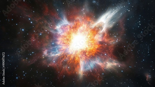 Stunning Celestial Supernova Eruption, Radiant Light Bursts and Shockwaves Expanding in the Cosmos, Space Phenomenon