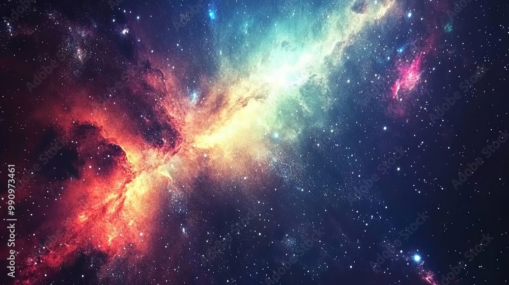 Fototapeta premium Stunning Celestial Supernova Eruption, Radiant Light Bursts and Shockwaves Expanding in the Cosmos, Space Phenomenon