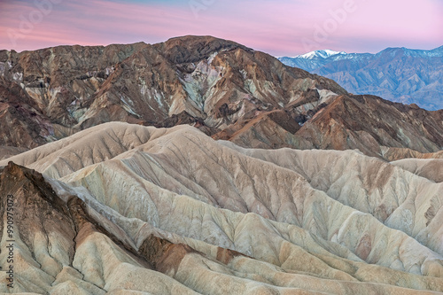 Landscape at dawn of Golden Canyon, Death Valley National Park, California, USA photo