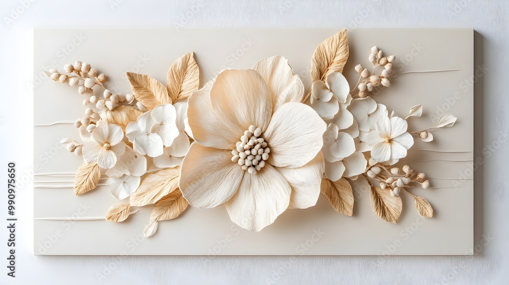 Preserved Dried Flower Botanical Wall Hanging in Neutral Calming Palette Preserved Dried Flower Botanical Wall Hanging in Neutral Calming Palette