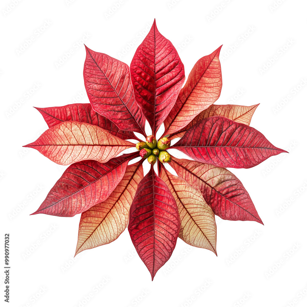 Poinsettia, Christmas flower isolated on white background Poinsettia, Christmas flower isolated on white background